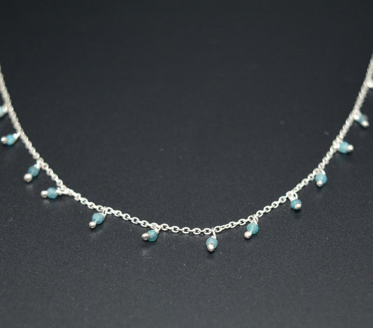 Aquamarine Rosary Chain, 925 Sterling Silver, 2mm Smooth - view 3