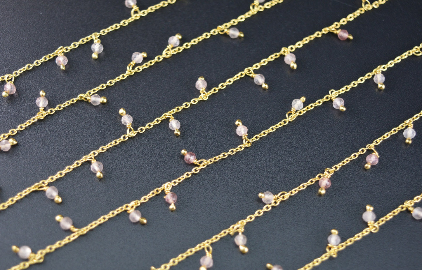 Quartz Rosary Chain - 925 Silver Gold, 2mm #3