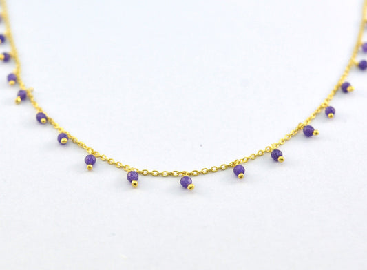 Amethyst Rosary Chain, 925 Sterling Silver, 2mm Smooth - view 3