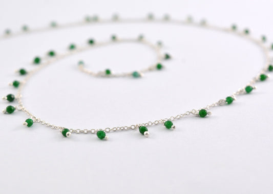 Stylish Emerald Rosary Chain in 925 Silver Gold - 2mm - view 3