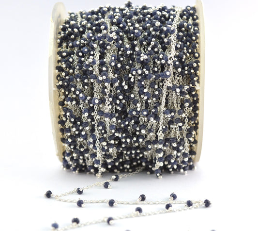 925 Silver Gold Rosary Chain with Stone - 2mm #3