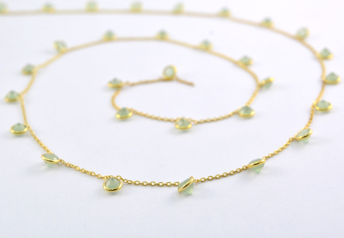 Elegant Stone Rosary Chain in 925 Silver Gold - 4mm