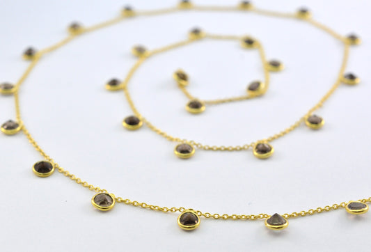 Beautiful Stone Rosary Chain in 925 Silver Gold - 4mm