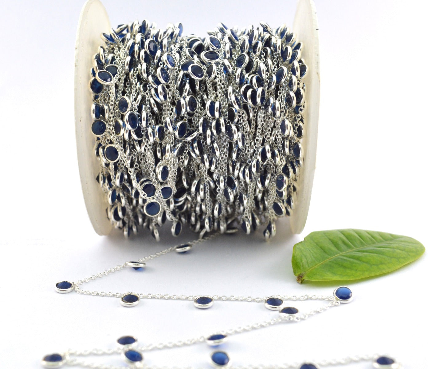 Unique Rosary Chain - Sapphire 925 Silver Gold 4mm