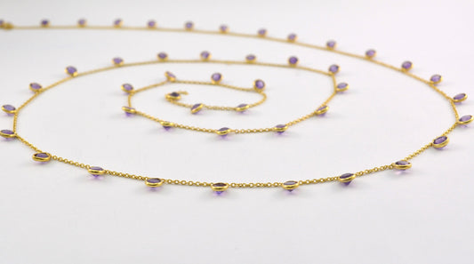 Vintage 925 Silver Gold Rosary Chain - Amethyst 4mm