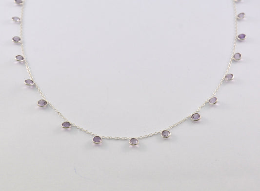 Graceful Rosary Chain - Amethyst 925 Silver Gold 4mm