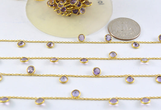 Trendy Rosary Chain - Amethyst 925 Silver Gold 5mm - view 3