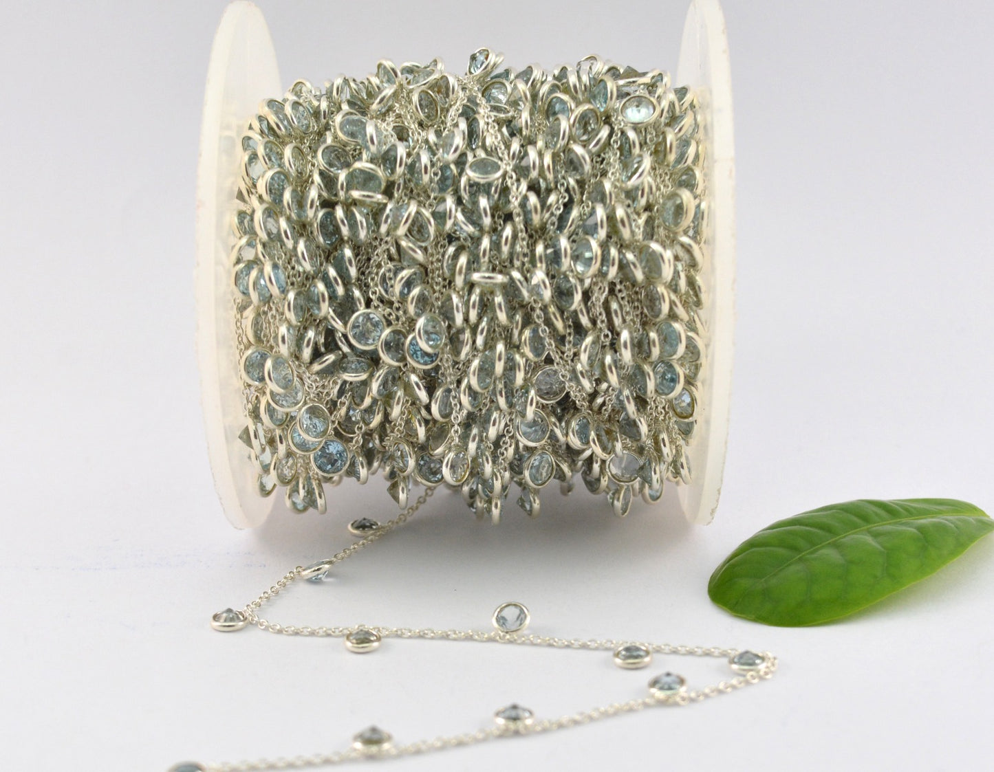 Stylish Rosary Chain - Topaz 925 Silver Gold 4mm