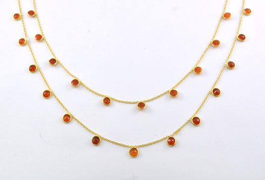 Carnelian Rosary Chain, 925 Sterling Silver, 4mm Faceted - view 3
