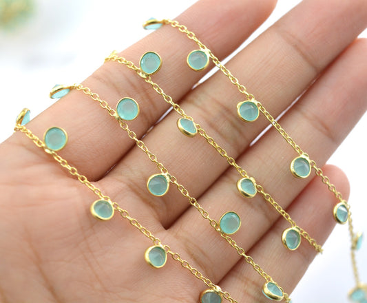 925 Silver Gold Rosary Chain with Stone - 4mm #2