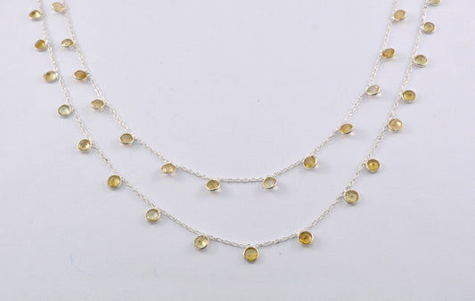 Citrine Rosary Chain, 925 Sterling Silver, 4mm Faceted - view 3