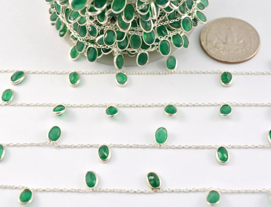 925 Silver Gold Rosary Chain with Stone - 4.00mm