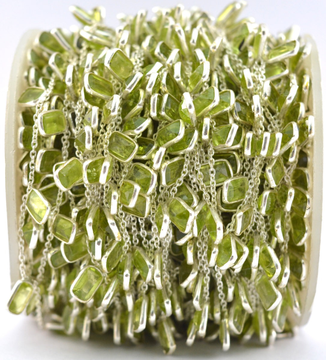 Peridot Rosary Chain - 925 Silver Gold, 4.00mm