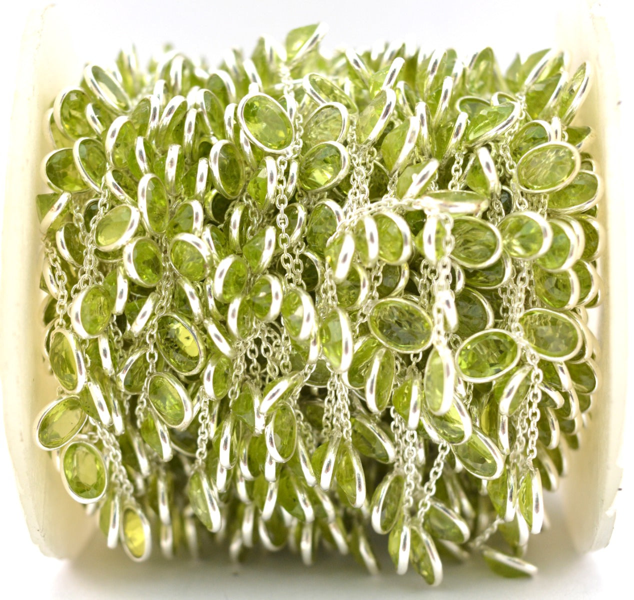 Graceful Peridot Rosary Chain in 925 Silver Gold - 4.00mm