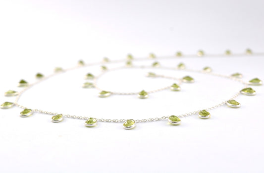 Classic 925 Silver Gold Rosary Chain - Peridot 4.00mm - view 3