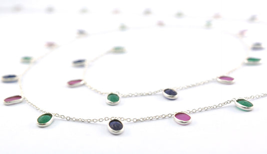 Delicate 925 Silver Gold Rosary Chain - Emerald 4.00mm - view 3
