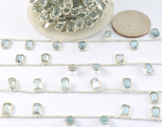 Vintage Topaz Rosary Chain in 925 Silver Gold - 4.00mm