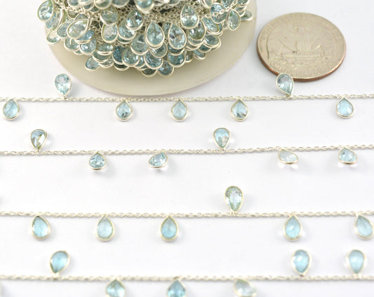 925 Silver Gold Rosary Chain with Topaz - 4.00mm - view 3
