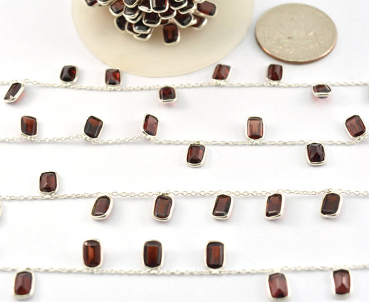 Garnet Rosary Chain - 925 Silver Gold, 4.00mm #2