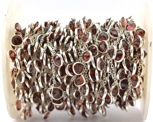 Garnet Rosary Chain - 925 Silver Gold, - view 3