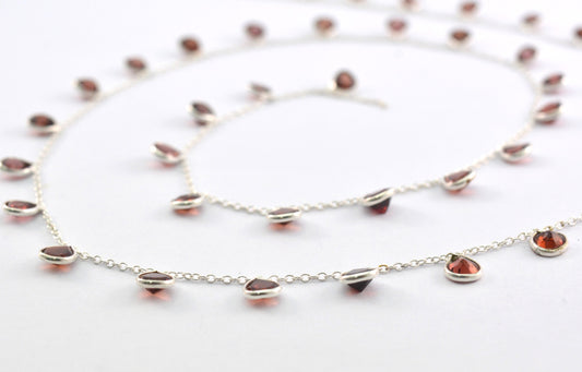 Garnet Rosary Chain - 925 Silver Gold,