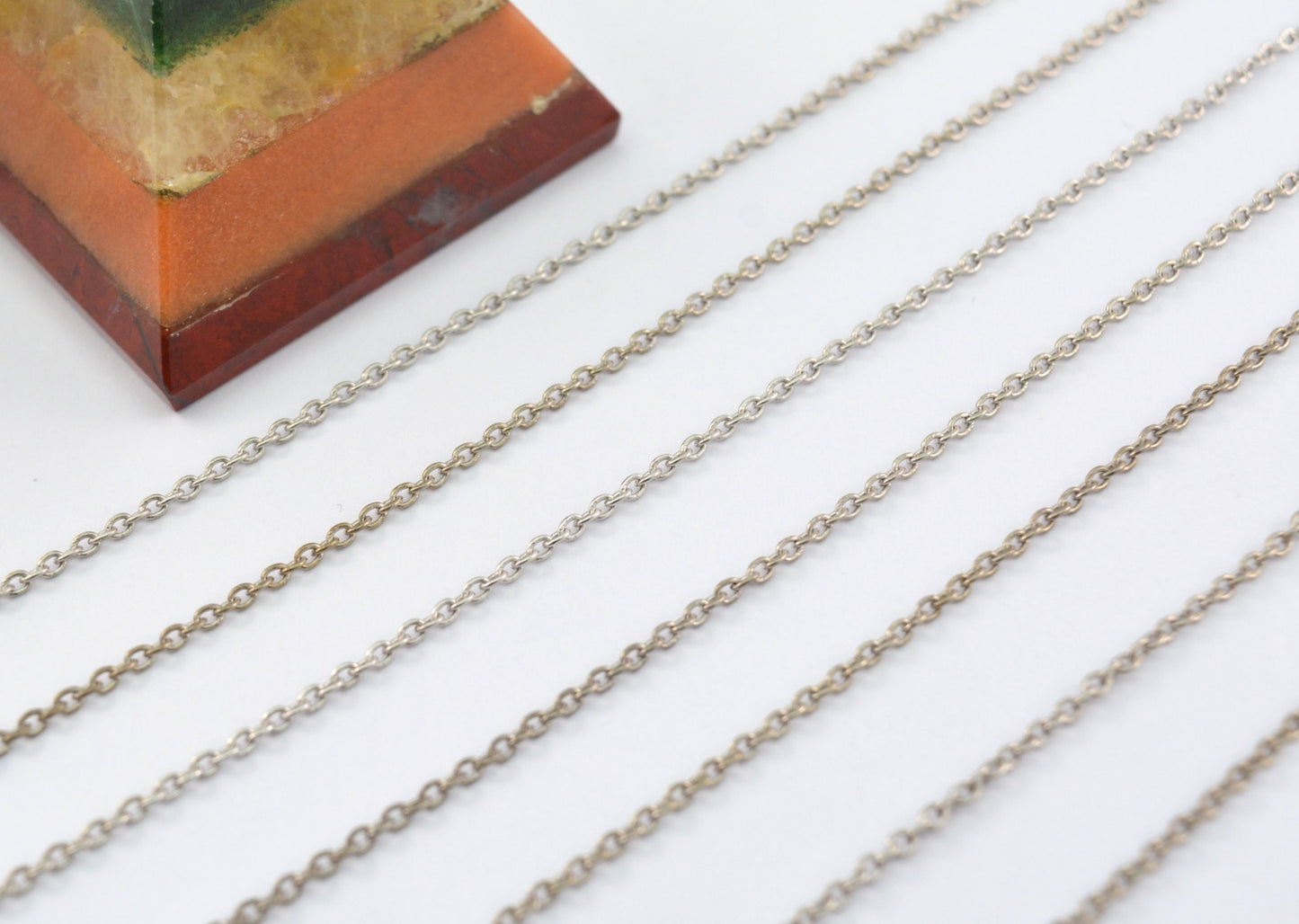 Trendy Stone Rosary Chain in 925 Silver - 2.20mm