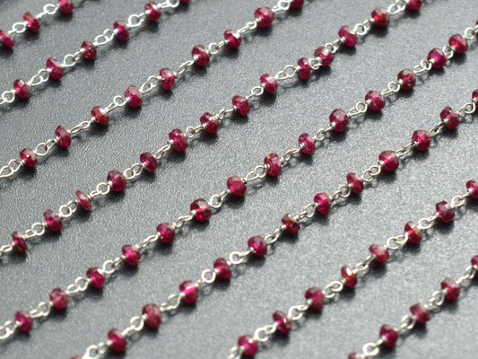 Handmade 14k Solid White Gold Rosary Chain in AAA Quality , 2.50mm Size - SGGRC-007, Sold By 1 Inch. - view 3