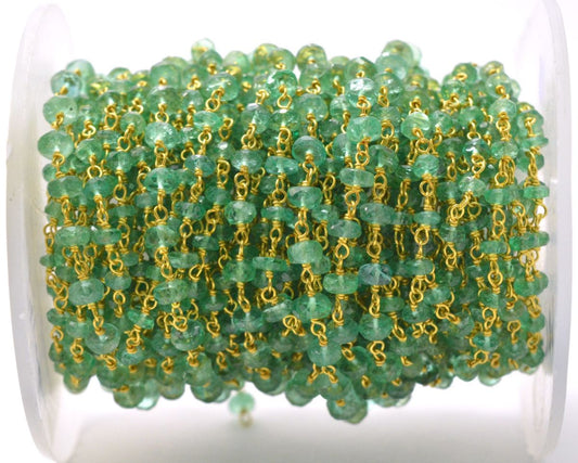 18k Solid Yellow Gold Rosary Chain in Roundel Shape - 3.50mm Sold By 1 Inch