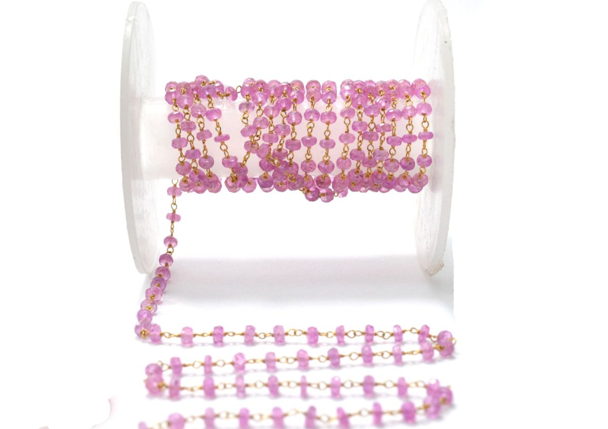 Handcrafted 14k Solid yellow Gold Rosary Chain With AAA Quality , 3mm Size - SGGRC-014, , Sold By 1 Inch.