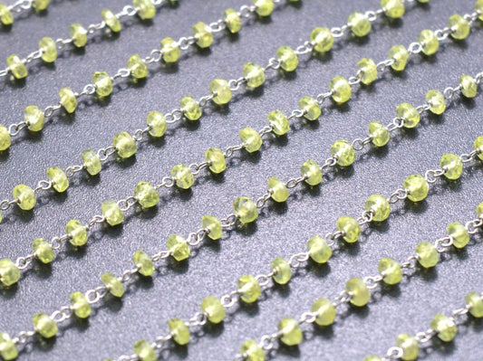 Handmade 14k Solid White Gold Rosary Chain With Natural Chrysoberyl , 2.50mm Size - SGGRC-015A, Sold By 1 Inch. - view 3