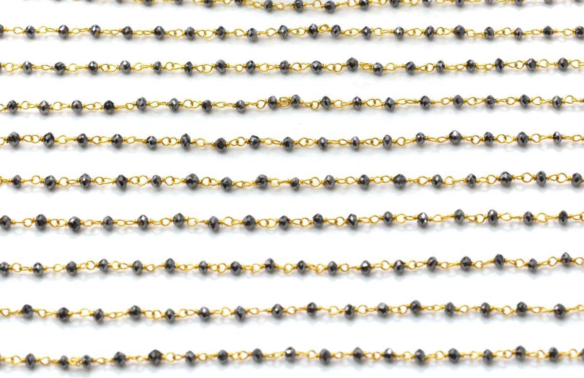 14k Solid Gold Rosary Chain With AAA Quality in 2mm Size - SGGRC-019, Sold By 1 Inch.