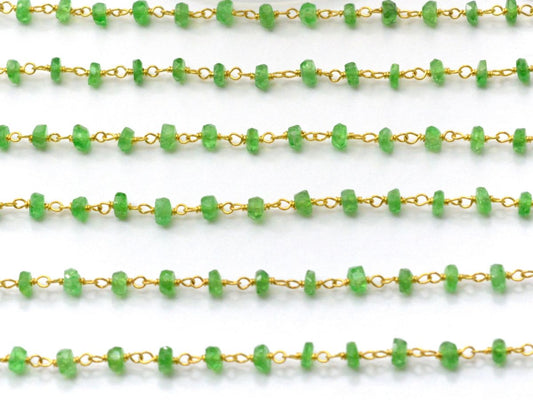 18k Solid Gold Rosary Chain With AAA Quality Peridot - 2.50 mm Sold By 1 Inch - view 3