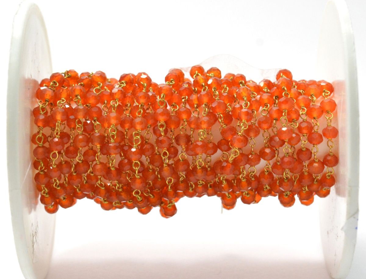 18k Solid Gold Rosary Chain With AAA Quality - 3.00 mm Size - SGGRC-025A, Sold By 1 Inch.