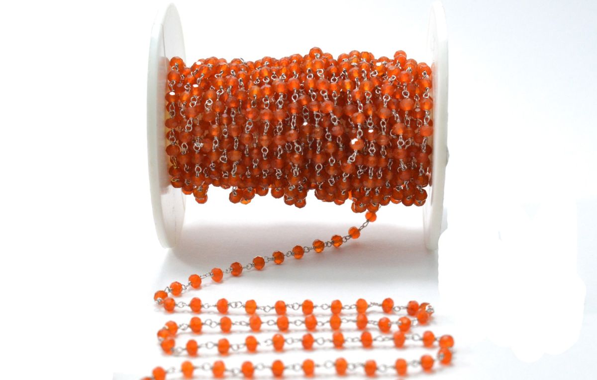 14k Solid Gold Rosary Chain With AAA Quality in Roundel Shape - 3 mm Size- SGGRC-025B, Sold By 1 Inch.