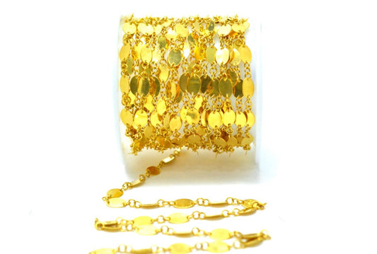 Amazing 18k Solid Gold plain Chain With 6X4 mm Size - SGGRC-031, Sold by 17 cm.