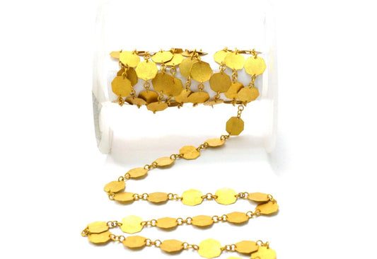 Gorgeous 18k Solid Gold plain Chain With Matt Finish in 7mm Size- SGGRC-033, Sold by 17 cm.