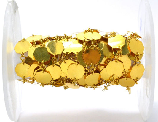 Lovely 18k Solid Gold plain Chain With Shiny Finish in 7mm Size- SGGRC-034, Sold by 17 cm.