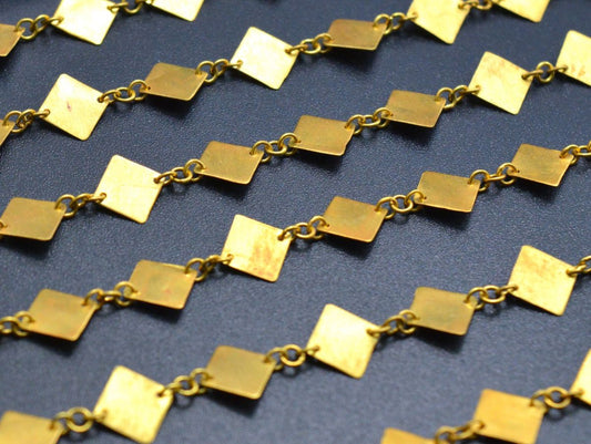 Splendid 18k Solid Gold plain Chain in Square Shape With 6mm ,SGGRC-044, Sold by 17 cm.