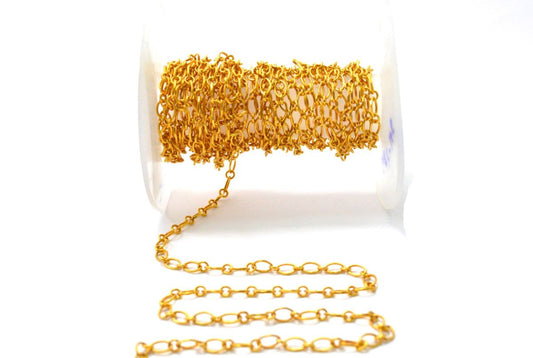 Stunning 18k Solid Gold plain Chain in 5X3mm in Oval Shape - SGGRC-046, Sold by 17 cm.