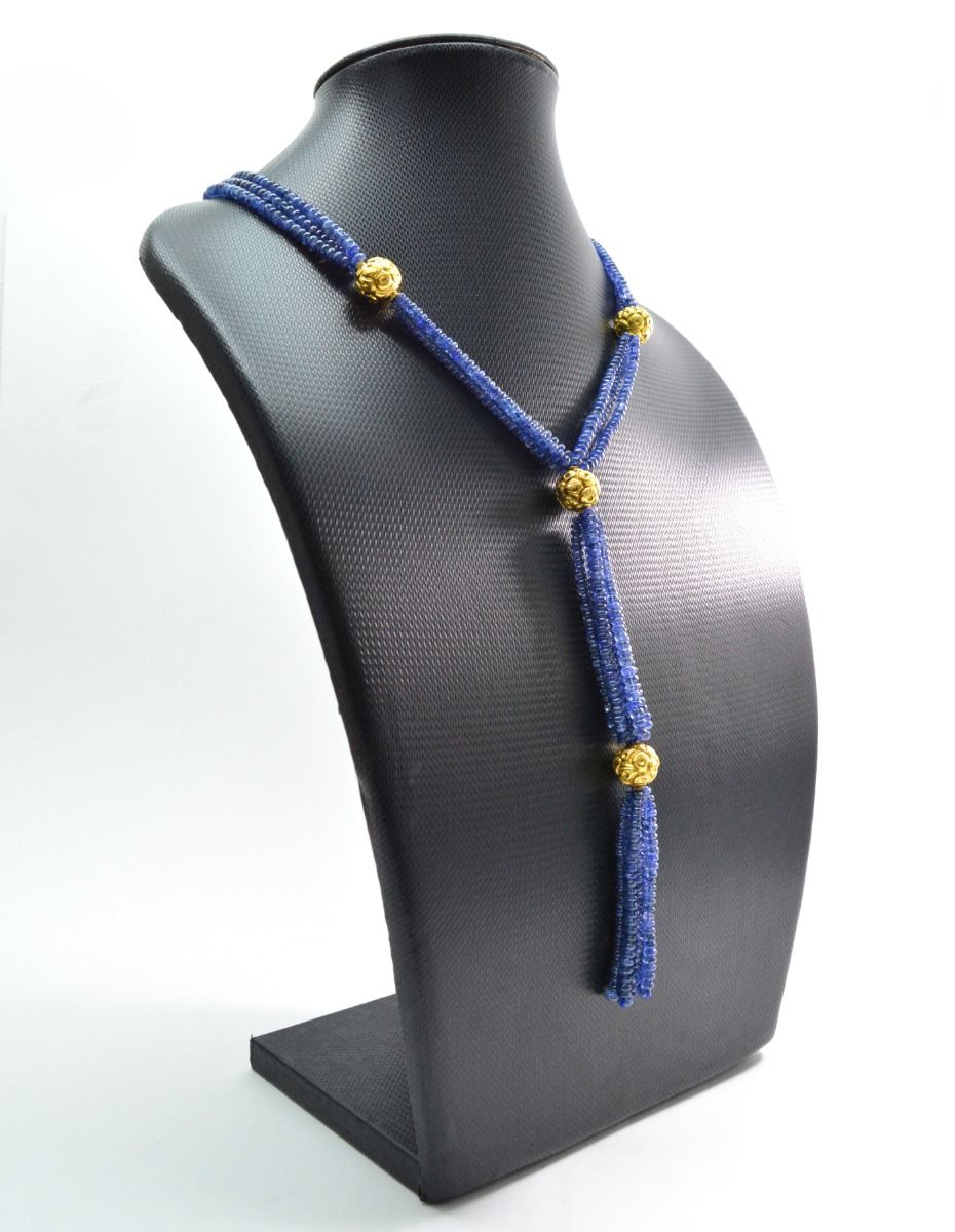Beautiful 18k Solid Gold Necklace With Natural Tanzanite Stone - 12X14mm Size - SGGRC-054