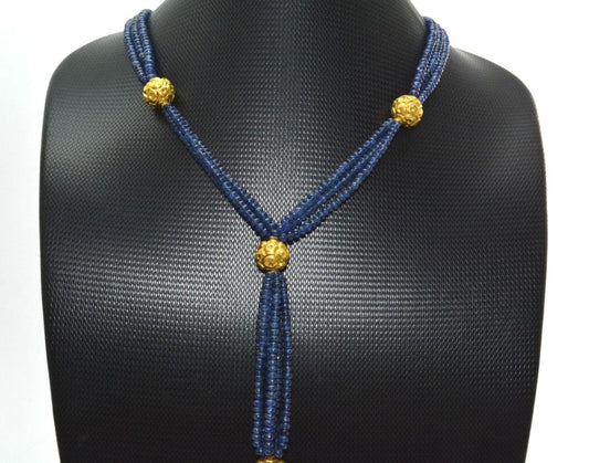Beautiful 18k Solid Gold Necklace With Natural Tanzanite Stone - 12X14mm Size - SGGRC-054