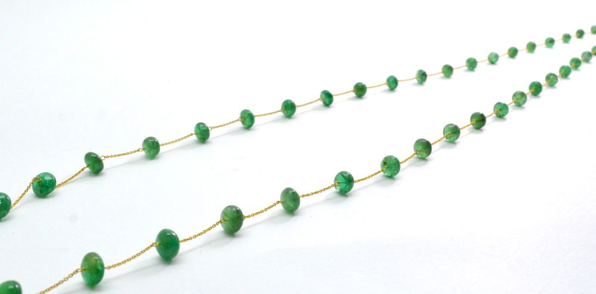 Splendid 18k Solid Gold Necklace in 5.60- 9mm - Emerald Stone - SGGRC-058