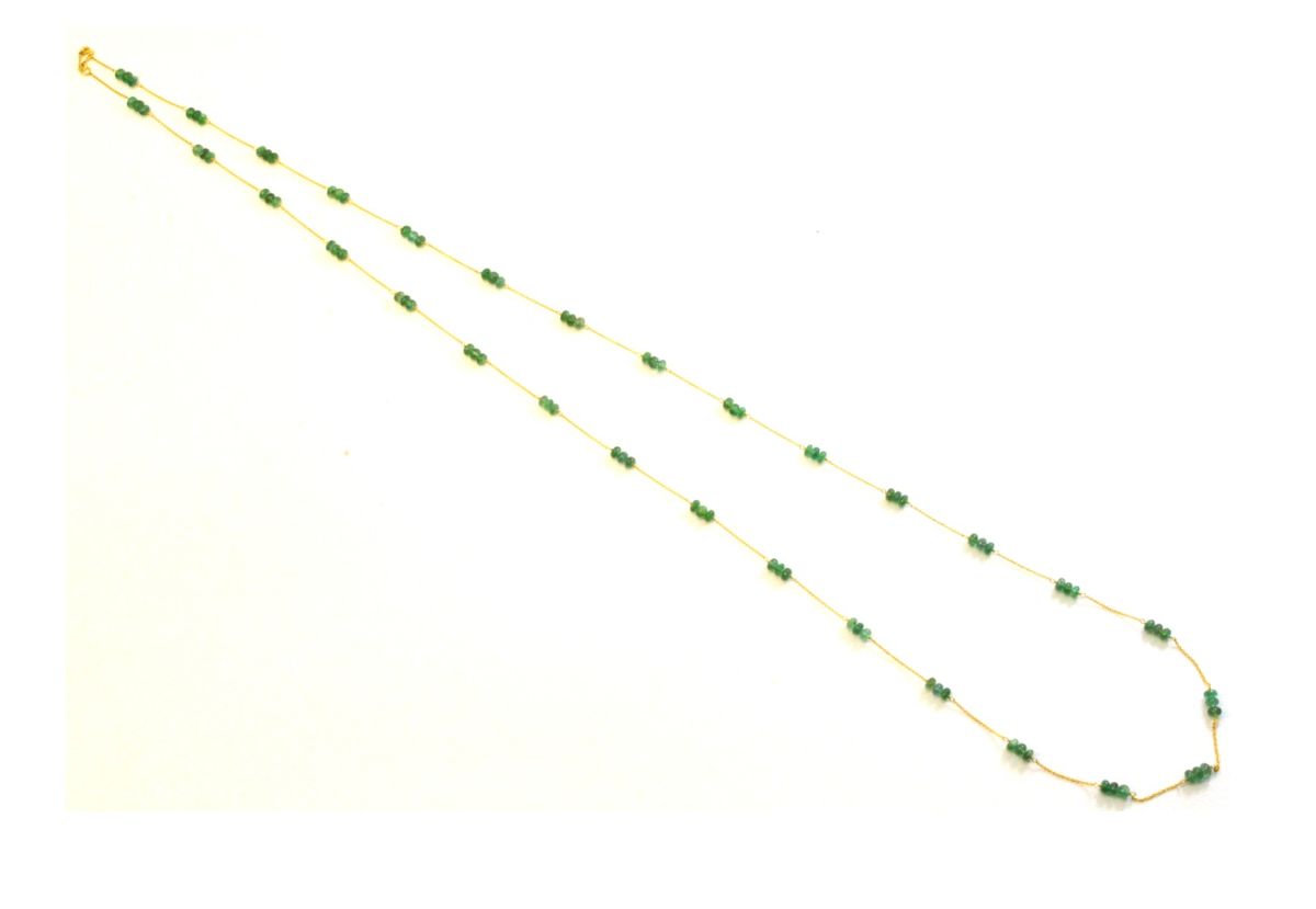 18k Solid Gold Necklace in 4.50 mm Size With Emerald Stone - SGGRC-065