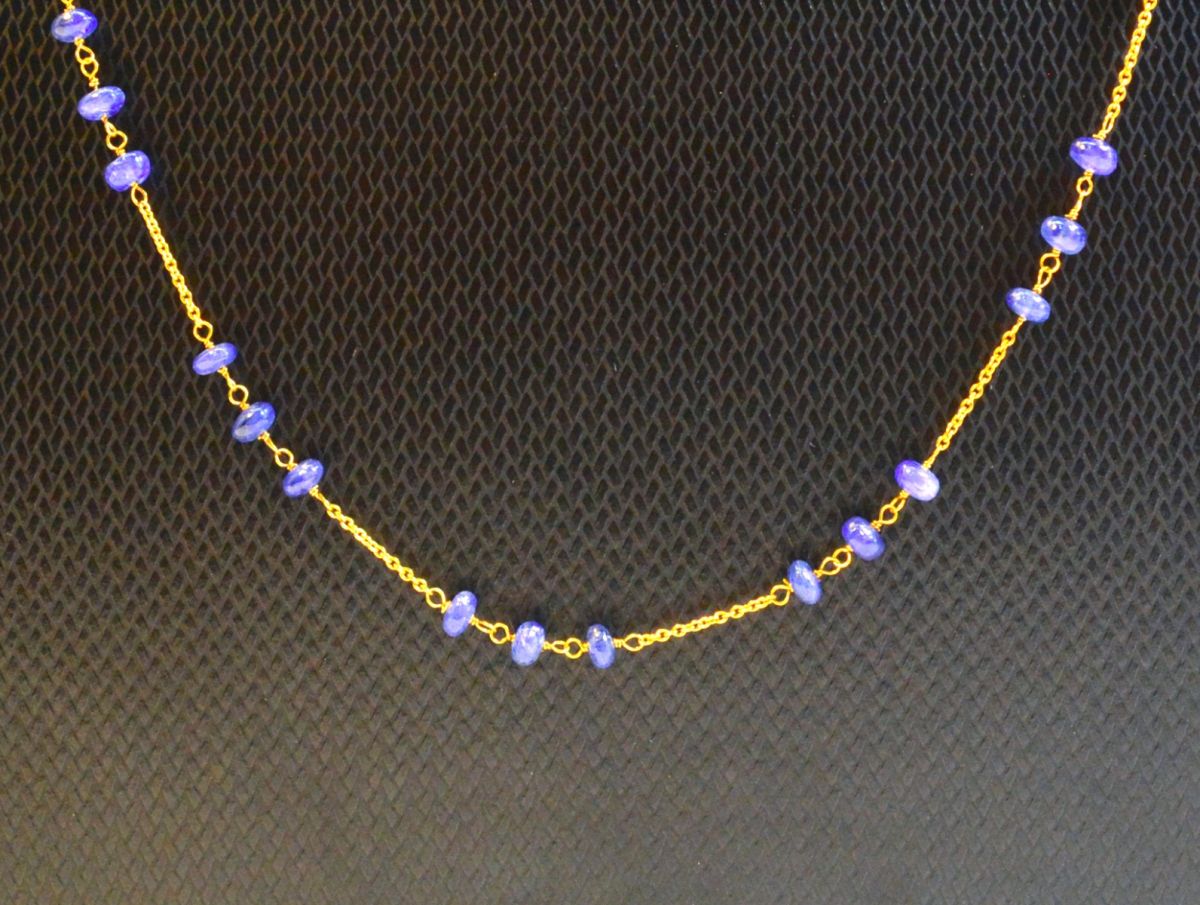 Amazingly 18k Solid Gold Necklace With Natural Sapphire Stone - 3.50mm Size - SGGRC-071