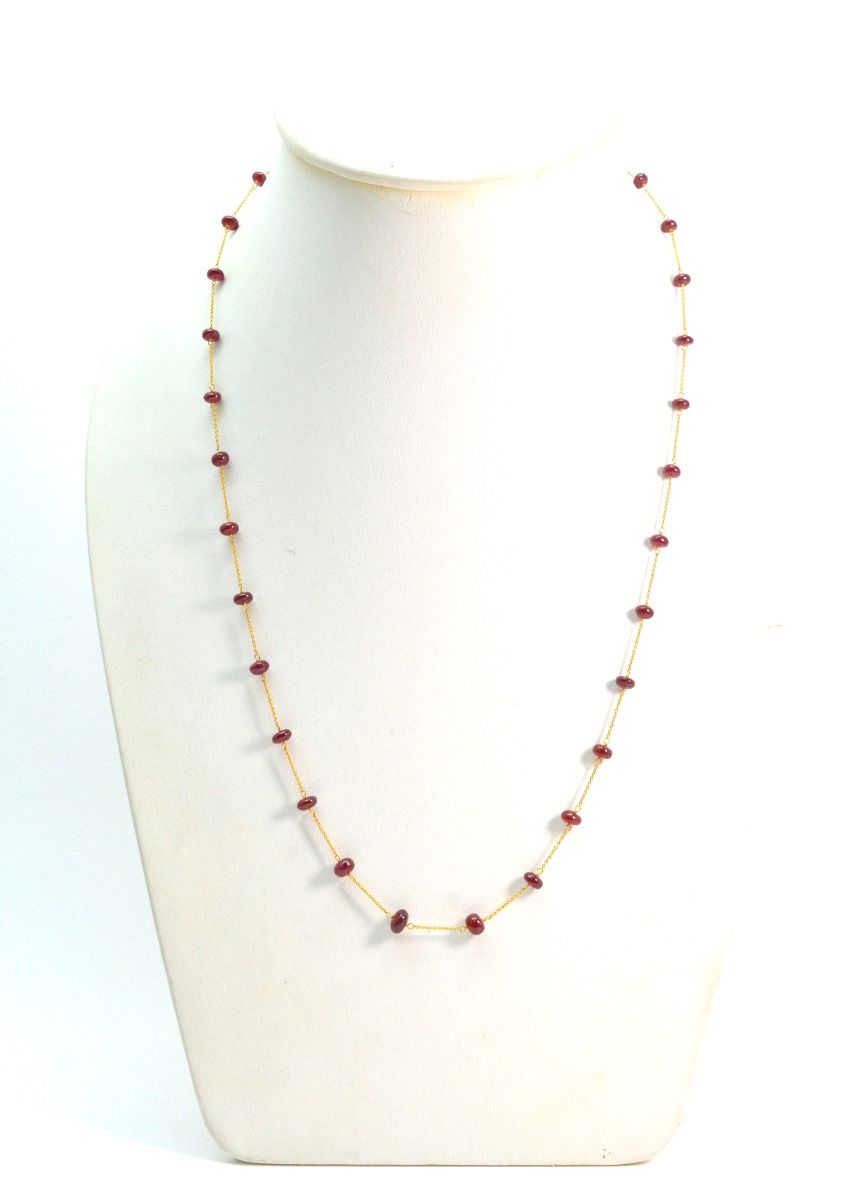 Beautiful 18k Solid Gold Necklace With Natural Ruby Stone - 4-5.50mm Size - SGGRC-075