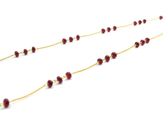Magnificent 18k Solid Gold Necklace With AAA Quality Ruby Stone, 4mm Size - SGGRC-076 - view 3
