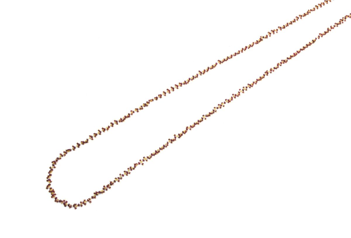 18k Solid Gold Necklace Studded With Natural Ruby Stone - 3mm Size - SGGRC-079