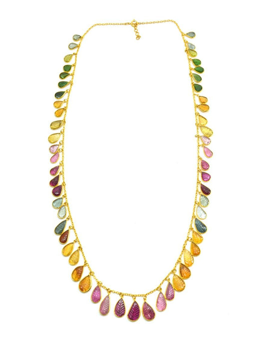 Glamorous 18k Solid Gold Necklace With Emerald , Ruby , Sapphire , 8.50x6.50mm-13.50x9.00mm , SGGRC-086 - view 3