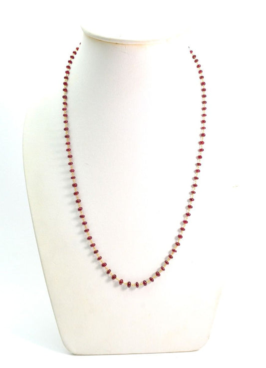 18k Solid Gold Necklace With AAA Quality in 4mm Size - Natural Ruby , SGGRC-092 - view 3
