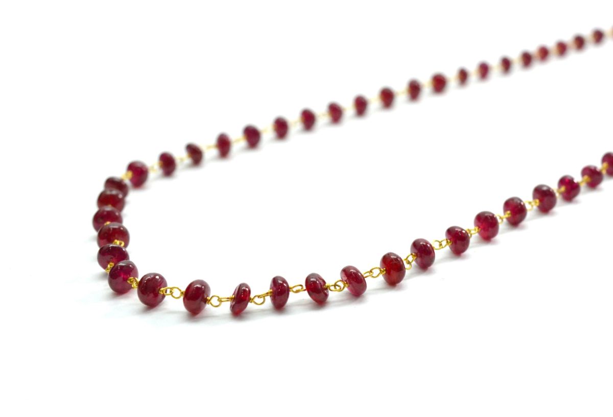 18k Solid Gold Necklace With AAA Quality in 4mm Size - Natural Ruby , SGGRC-092
